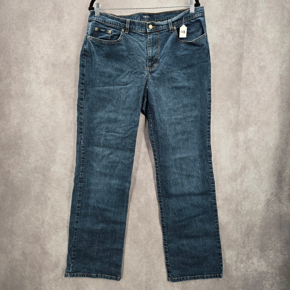 IZOD Blue Cotton Denim Jeans Straight‎ Leg Classic Fit Western Pants Plus 16